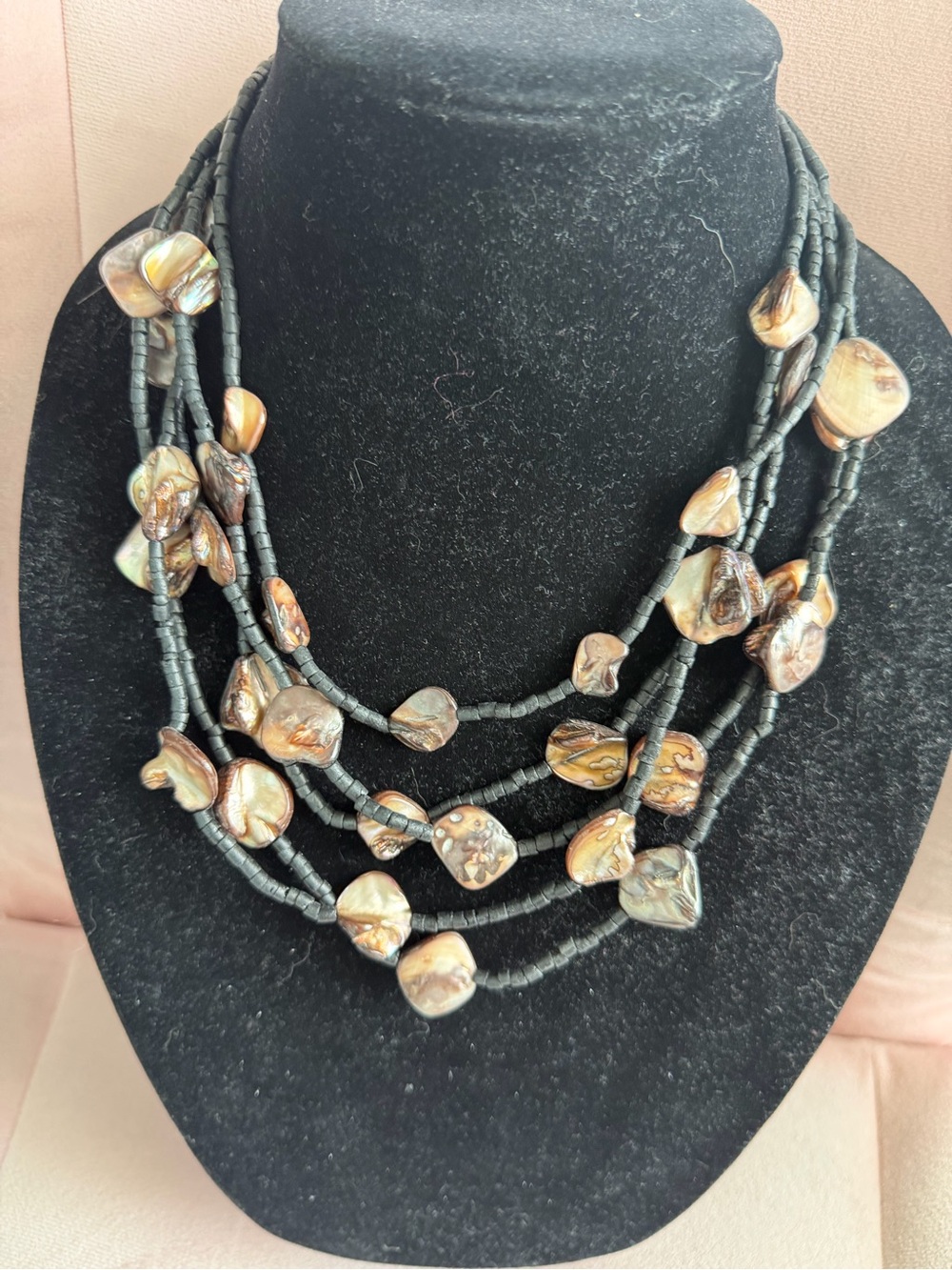Black and Brown Multi-Strand Shell Necklace